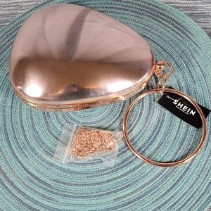 Shein - Rose Gold Tear Drop Clutch with Ring Handle